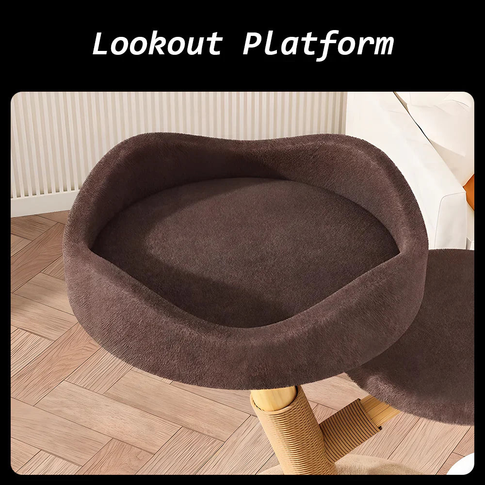 Livara Fruitwood Tree Hollow Cat Tree Tower - Pet Comfort, Dual Hideaways, Sisal Posts