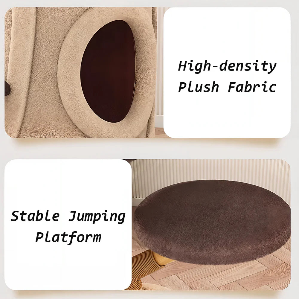 Livara Fruitwood Tree Hollow Cat Tree Tower - Pet Comfort, Dual Hideaways, Sisal Posts