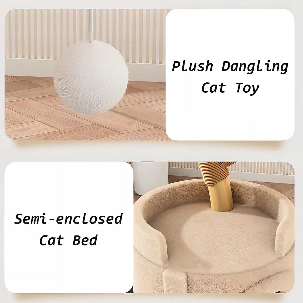 Livara Fruitwood Tree Hollow Cat Tree Tower - Pet Comfort, Dual Hideaways, Sisal Posts
