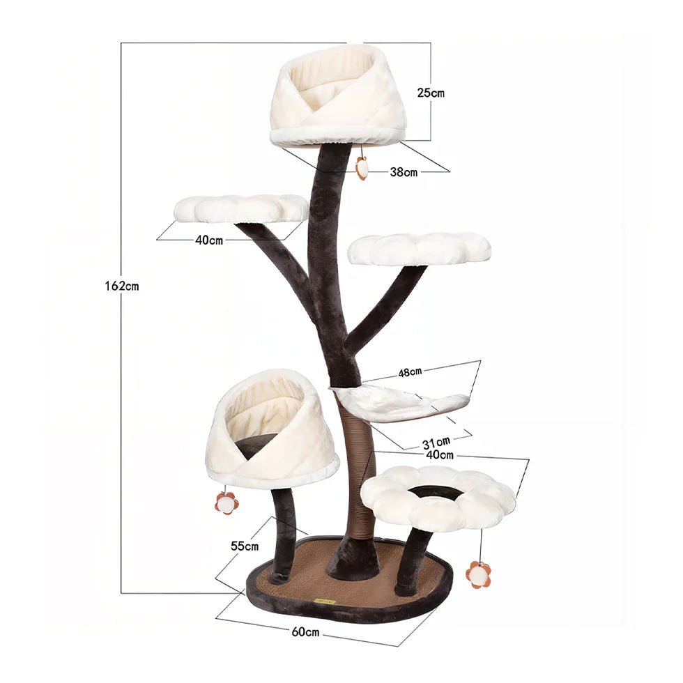 Livara Plush Petals Cat Tree Tower - Pet Comfort, Iron Tube Frame, Enclosed Bed