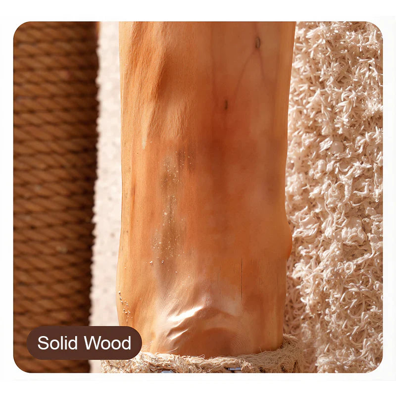 Livara Solid Wood Cat Tree Tower - Pet Comfort, Peach Velvet, Multi-Level Hideouts