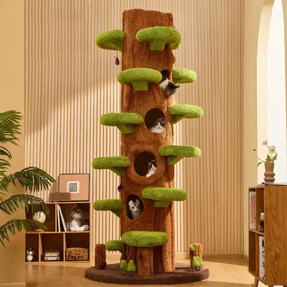 Livara Wooden Tree Hollow Cat Tree Tower - Pet Comfort, Sisal Wrap, Anti-Tip Design