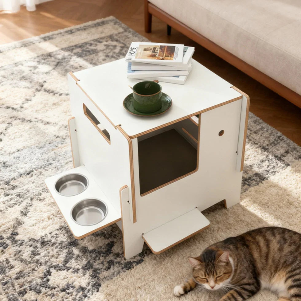 Livara Multilayer Solid Wood Cat Side Table - Apartment Living, Cat Resting Nook