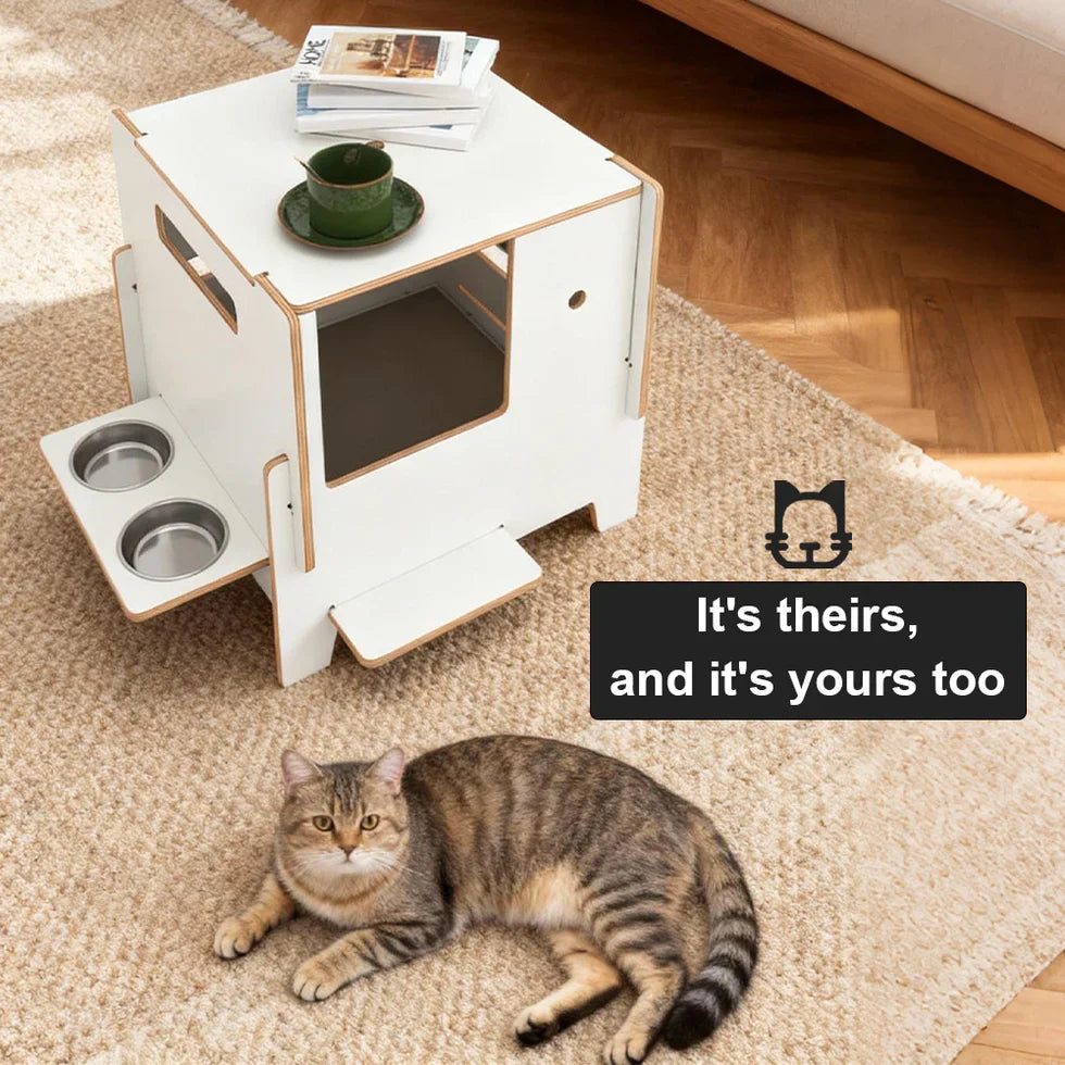 Livara Multilayer Solid Wood Cat Side Table - Apartment Living, Cat Resting Nook