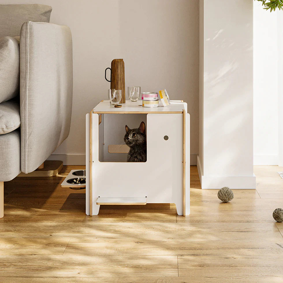 Livara Multilayer Solid Wood Cat Side Table - Apartment Living, Cat Resting Nook