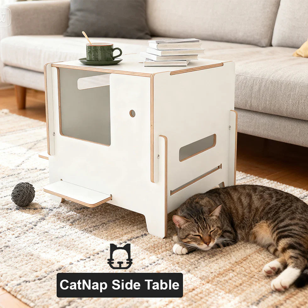 Livara Multilayer Solid Wood Cat Side Table - Apartment Living, Cat Resting Nook