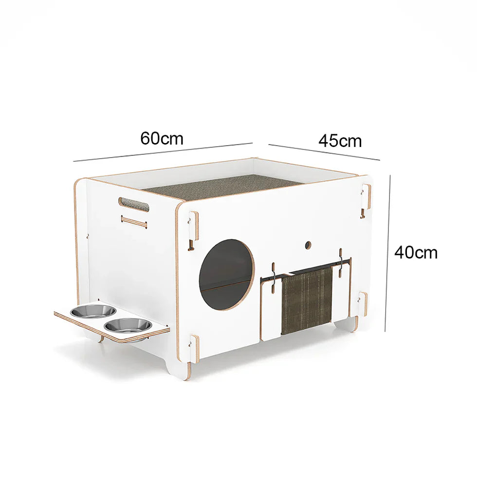 Livara Double-Layer Solid Wood Cat Side Table - Pet Comfort, PVC Litter Box