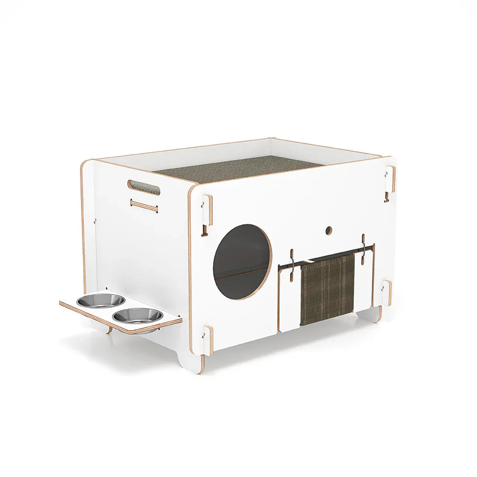 Livara Double-Layer Solid Wood Cat Side Table - Pet Comfort, PVC Litter Box