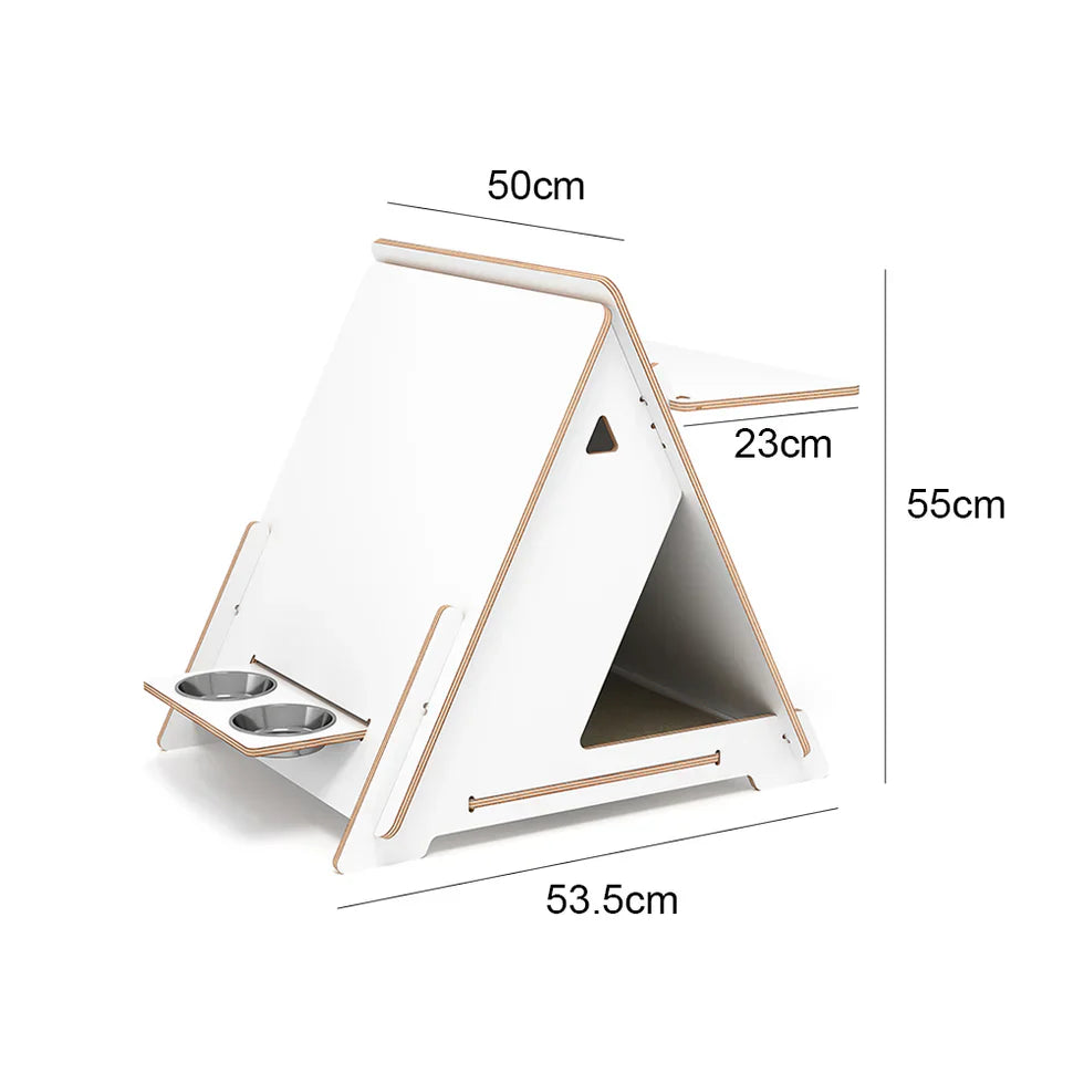 Livara Triangular Solid Wood Cat Side Table - Modern Living Room, Private Nook