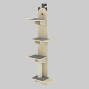 Livara Wall-Mounted Cat Tree Tower - Apartment Living, Sisal Scratching Post, Space-Saving Design