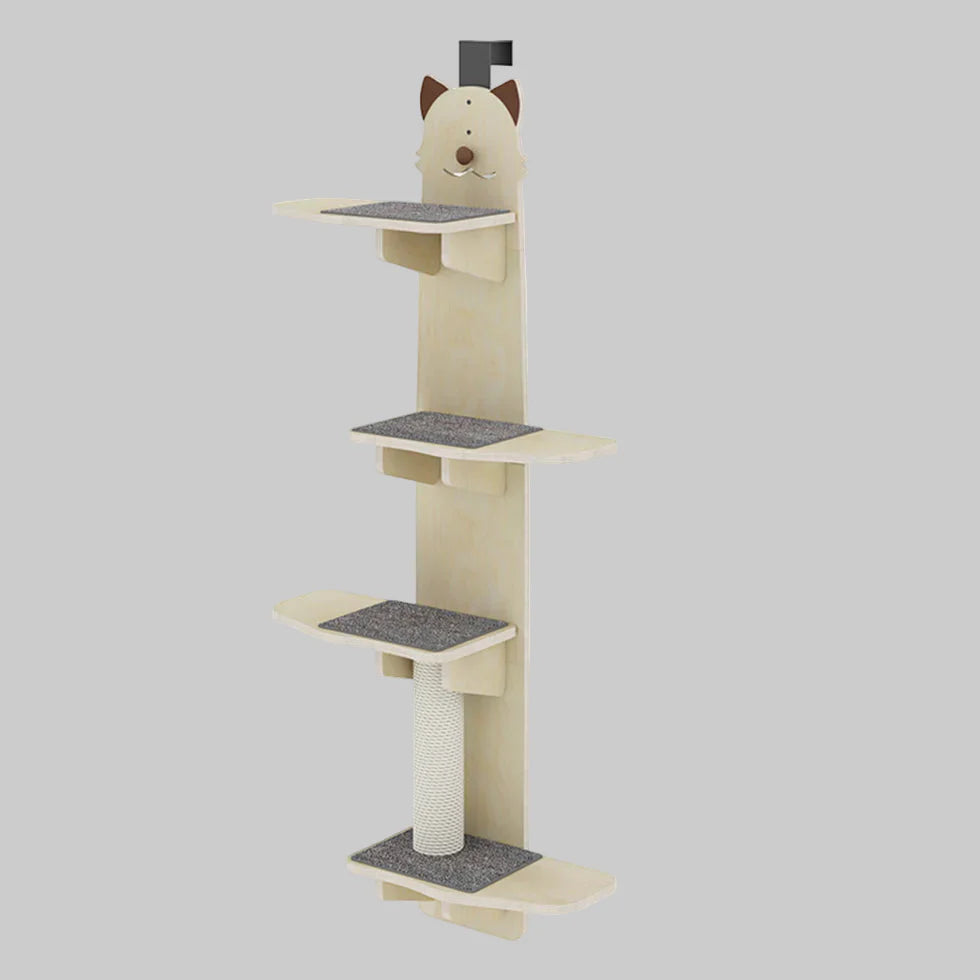 Livara Wall-Mounted Cat Tree Tower - Apartment Living, Sisal Scratching Post, Space-Saving Design
