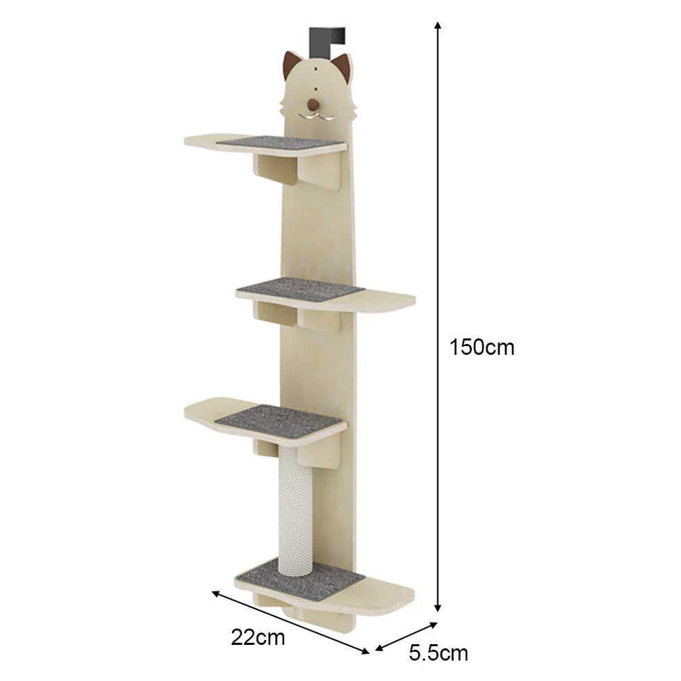 Livara Wall-Mounted Cat Tree Tower - Apartment Living, Sisal Scratching Post, Space-Saving Design