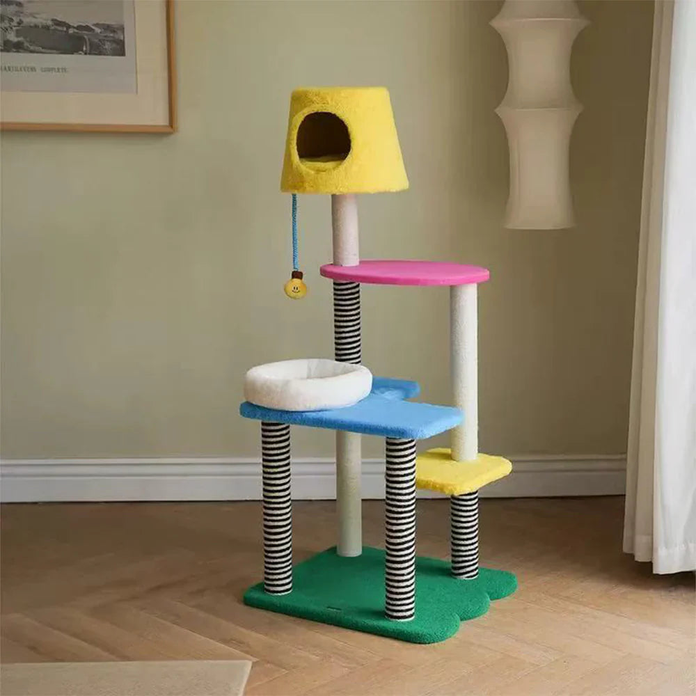 Livara Multi-Level Cat Tree Tower - Pet Comfort, Semi-Enclosed Bed, Hanging Toys