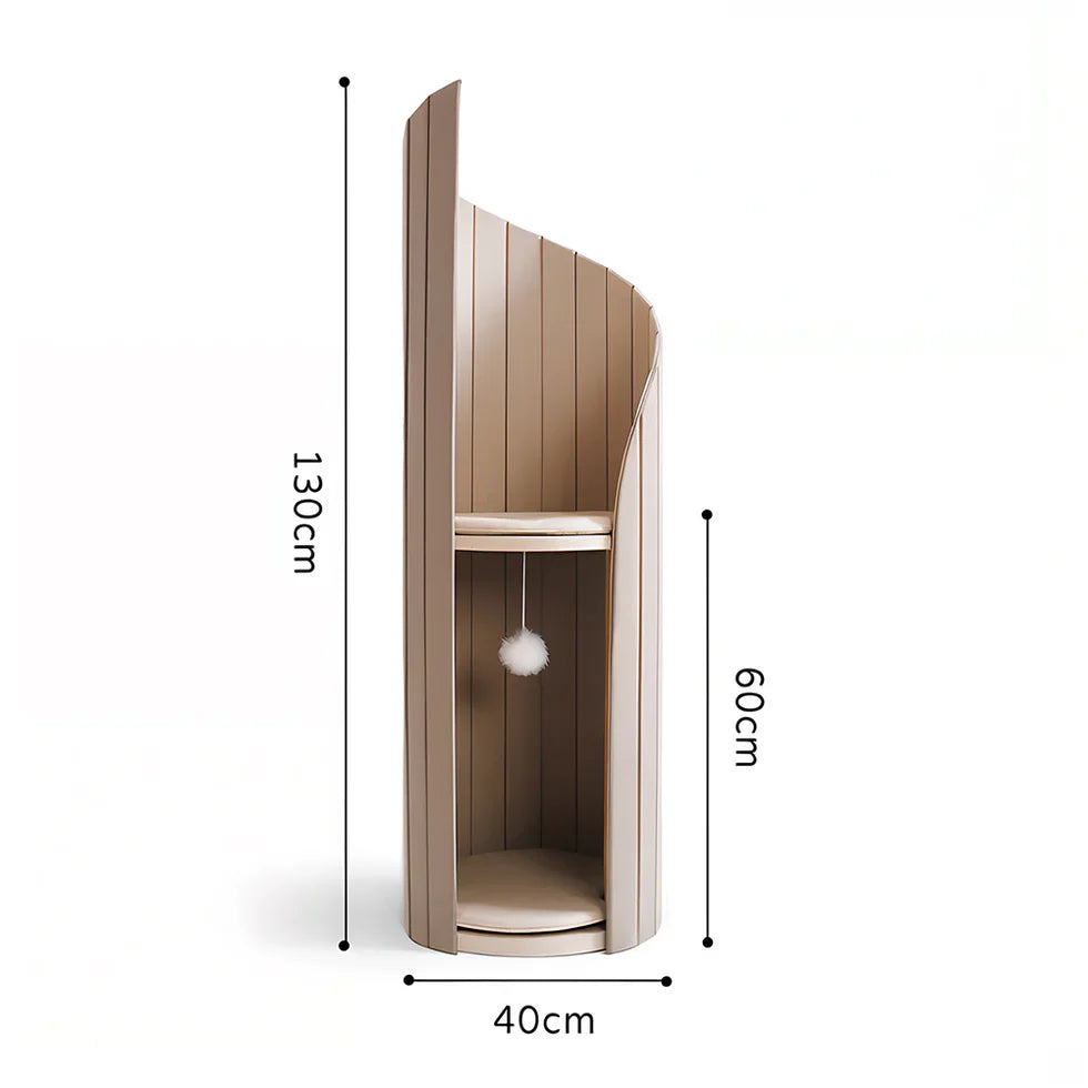 Livara MDF Lighthouse Cat Tree Tower - Pet Comfort, Ash Wood Accents, Felt Surfaces