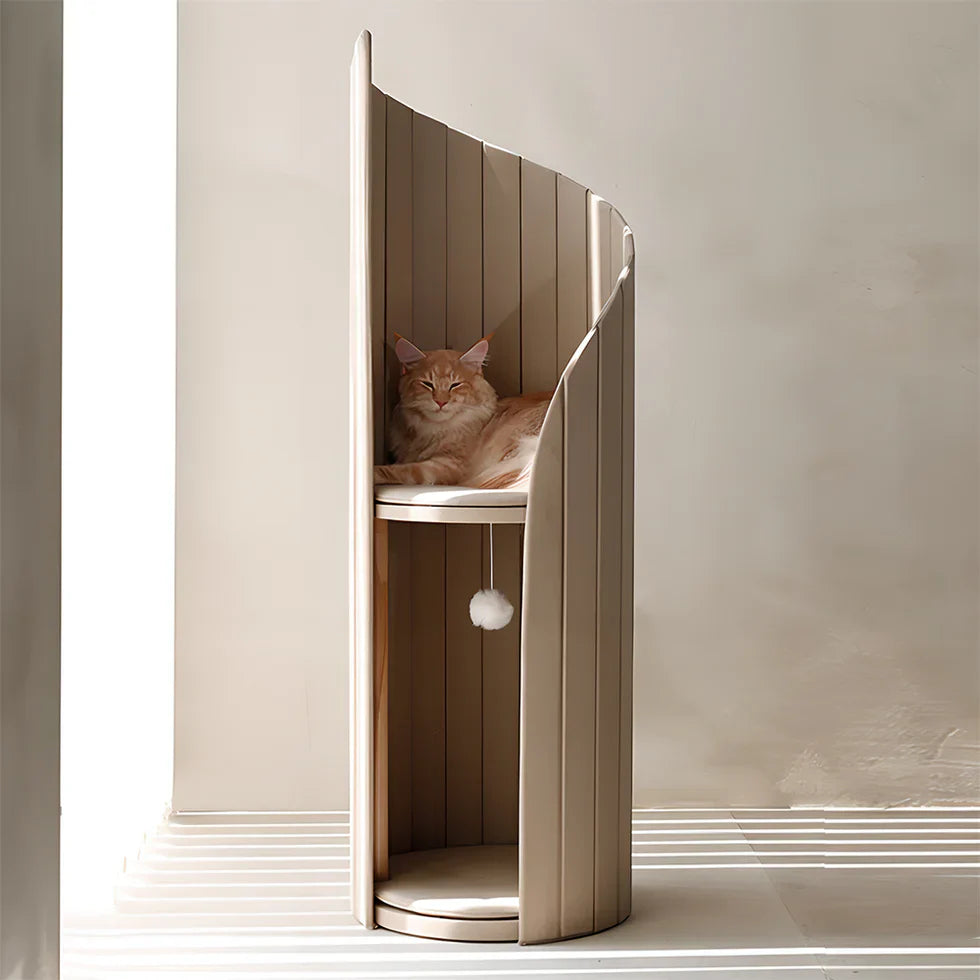Livara MDF Lighthouse Cat Tree Tower - Pet Comfort, Ash Wood Accents, Felt Surfaces