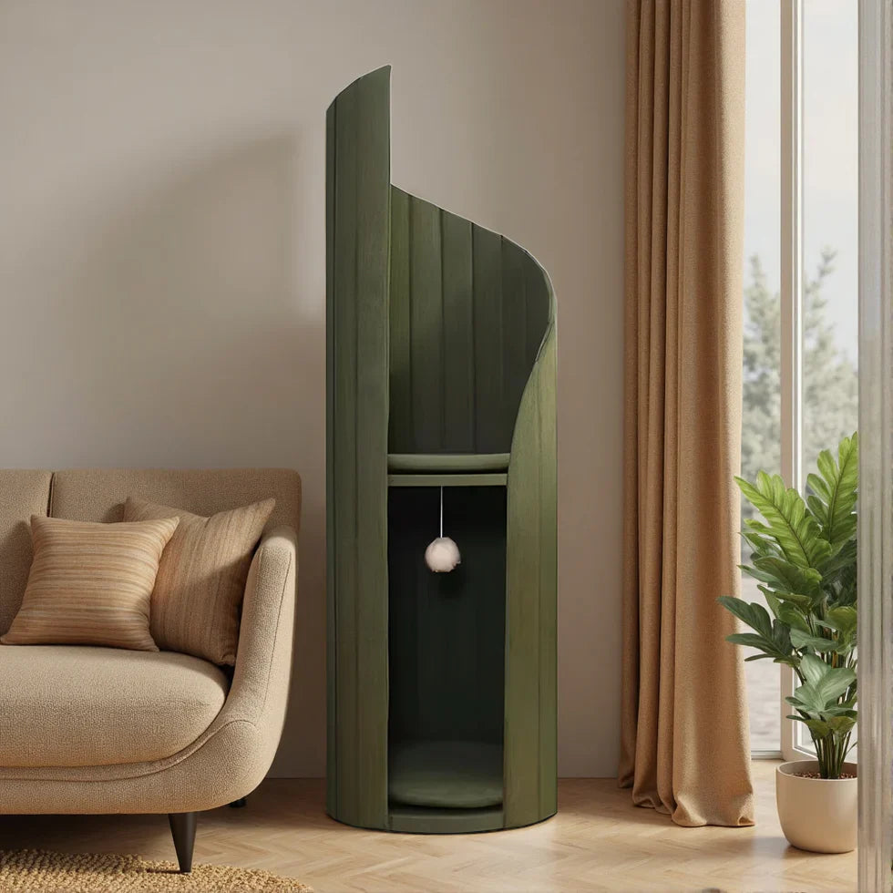 Livara MDF Lighthouse Cat Tree Tower - Pet Comfort, Ash Wood Accents, Felt Surfaces
