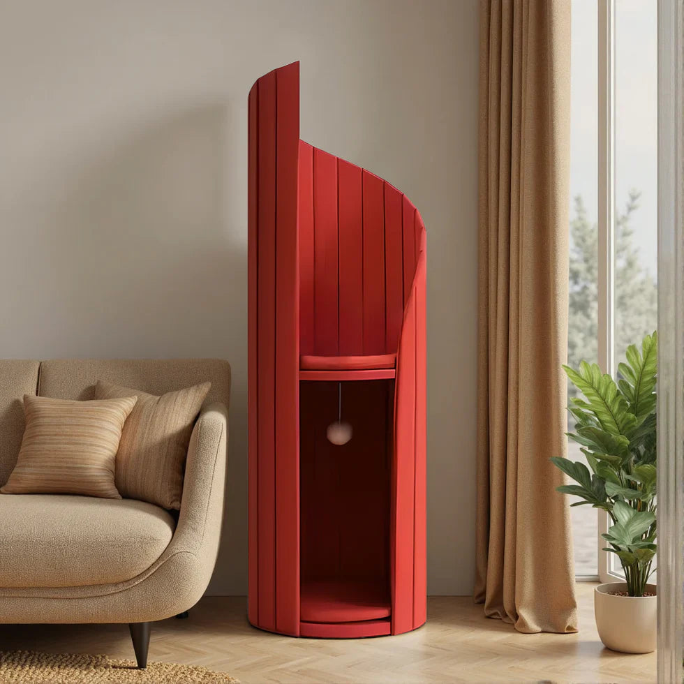 Livara MDF Lighthouse Cat Tree Tower - Pet Comfort, Ash Wood Accents, Felt Surfaces