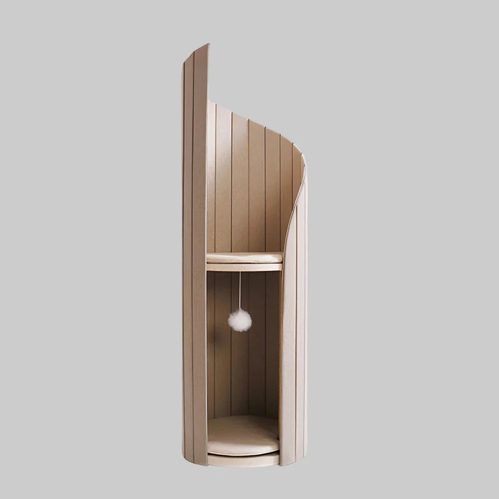Livara MDF Lighthouse Cat Tree Tower - Pet Comfort, Ash Wood Accents, Felt Surfaces