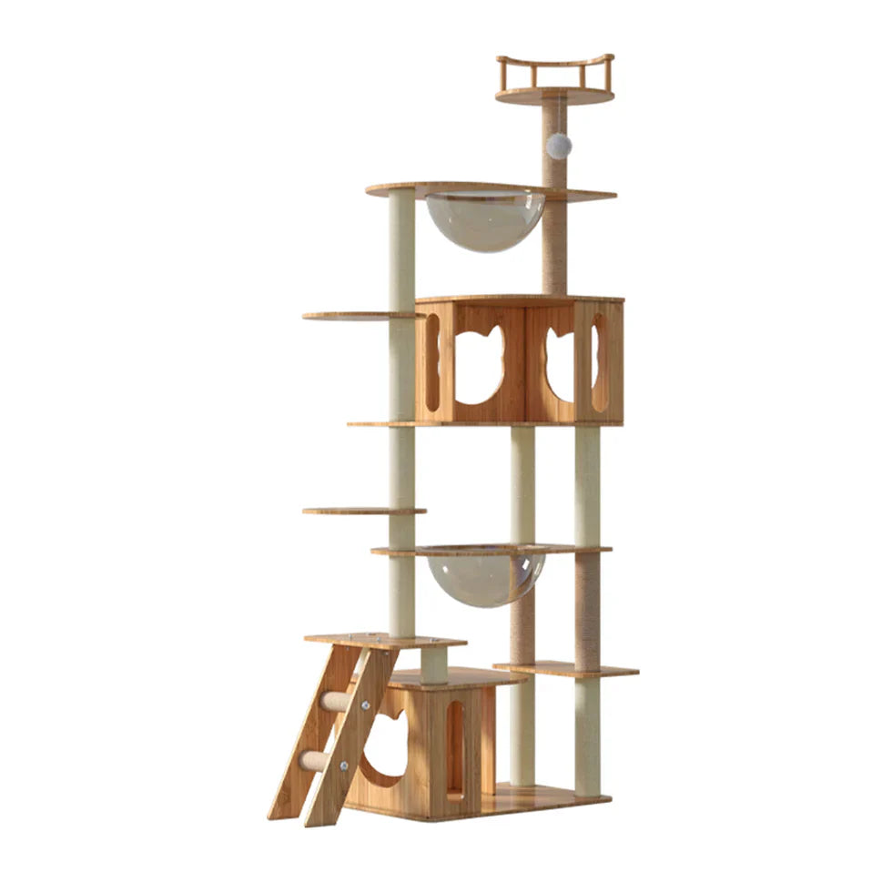 Livara MDF Cat Tree Tower - Pet Comfort, Enclosed Hideaways, Vertical Climbing Design