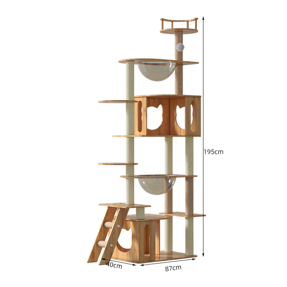 Livara MDF Cat Tree Tower - Pet Comfort, Enclosed Hideaways, Vertical Climbing Design