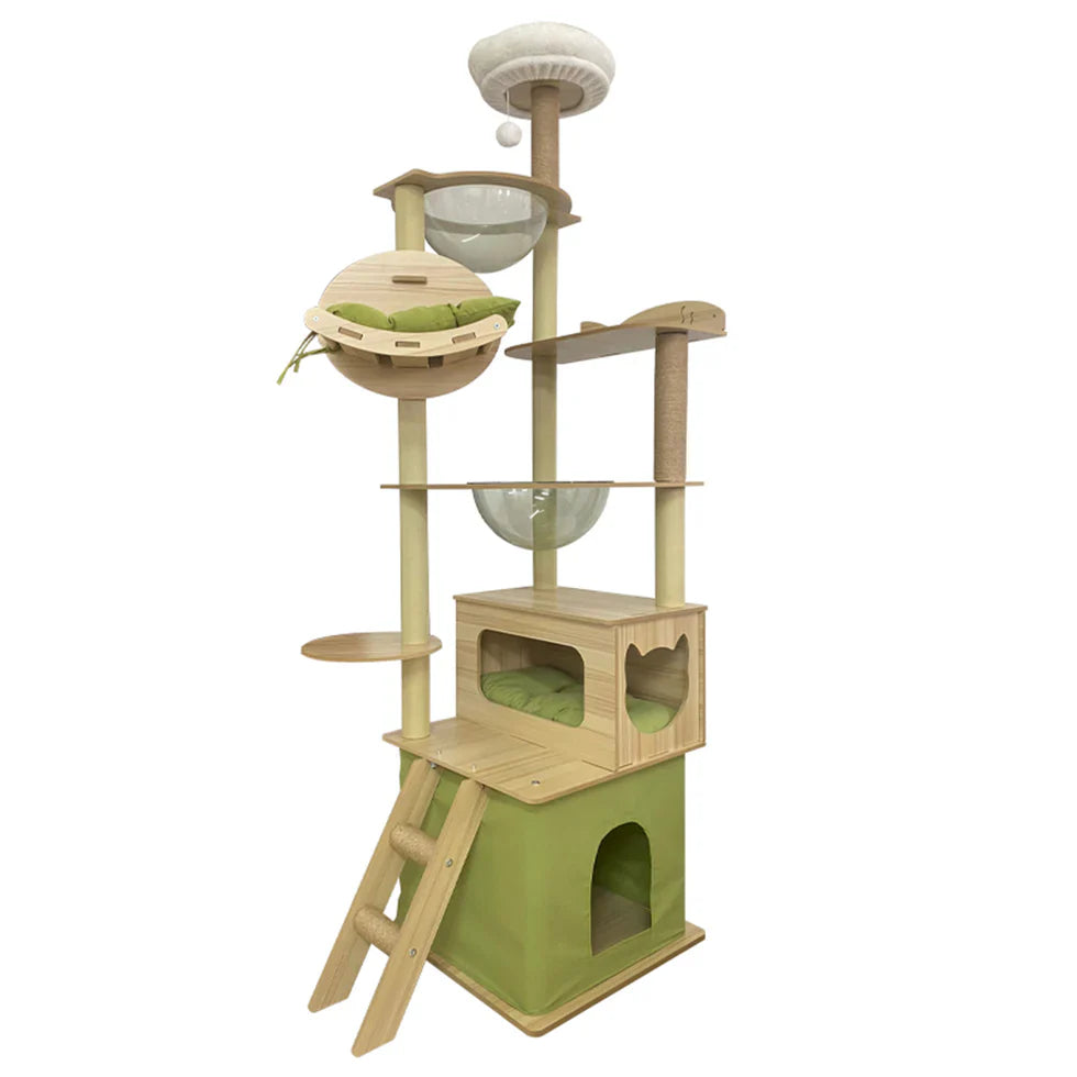 Livara MDF Cat Tree Tower - Pet Comfort, Enclosed Hideaways, Vertical Climbing Design