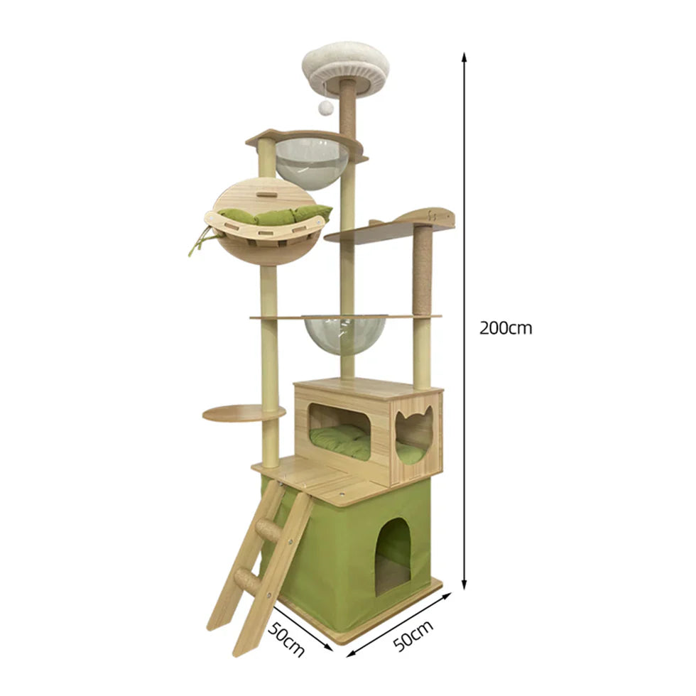 Livara MDF Cat Tree Tower - Pet Comfort, Enclosed Hideaways, Vertical Climbing Design