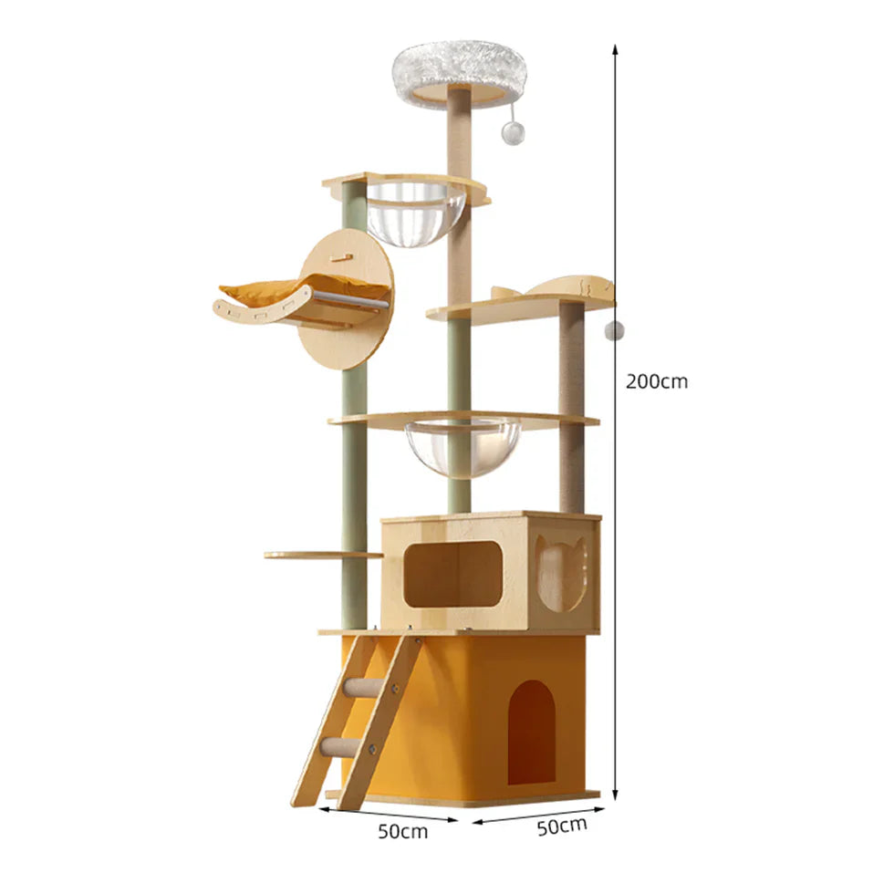 Livara MDF Cat Tree Tower - Pet Comfort, Enclosed Hideaways, Vertical Climbing Design