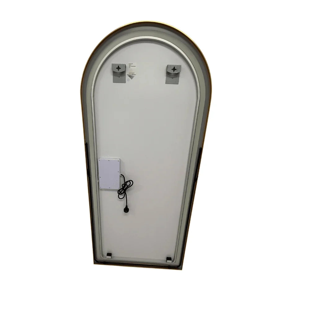 Livara Arched LED Aluminium Full-Length Mirror - Bedroom & Hallway, Gold Frame, Dimmable Lighting