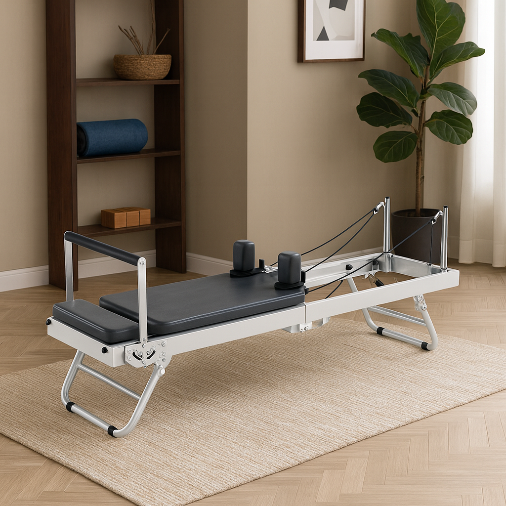 Livara Foldable Steel-Frame Pilates Reformer - Home Studio, 5-Spring Resistance