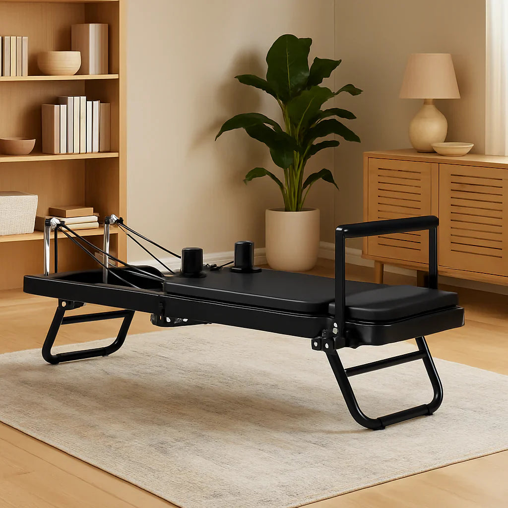 Livara Foldable Steel-Frame Pilates Reformer - Home Studio, 5-Spring Resistance