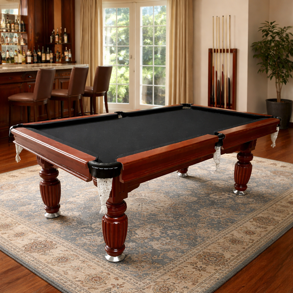 Livara Slate Pool Table - Game Room, Walnut Wood & Steel, 150kg Capacity
