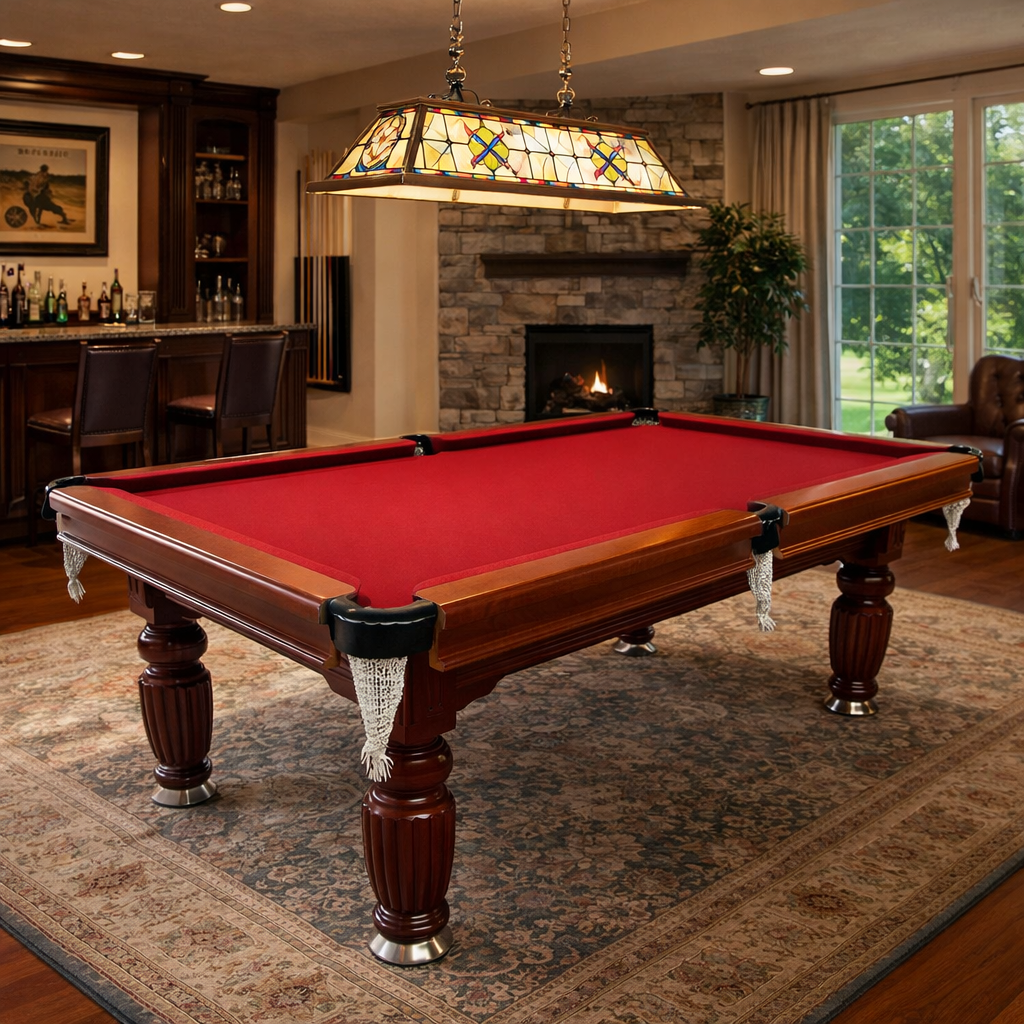 Livara Slate Pool Table - Game Room, Walnut Wood & Steel, 150kg Capacity