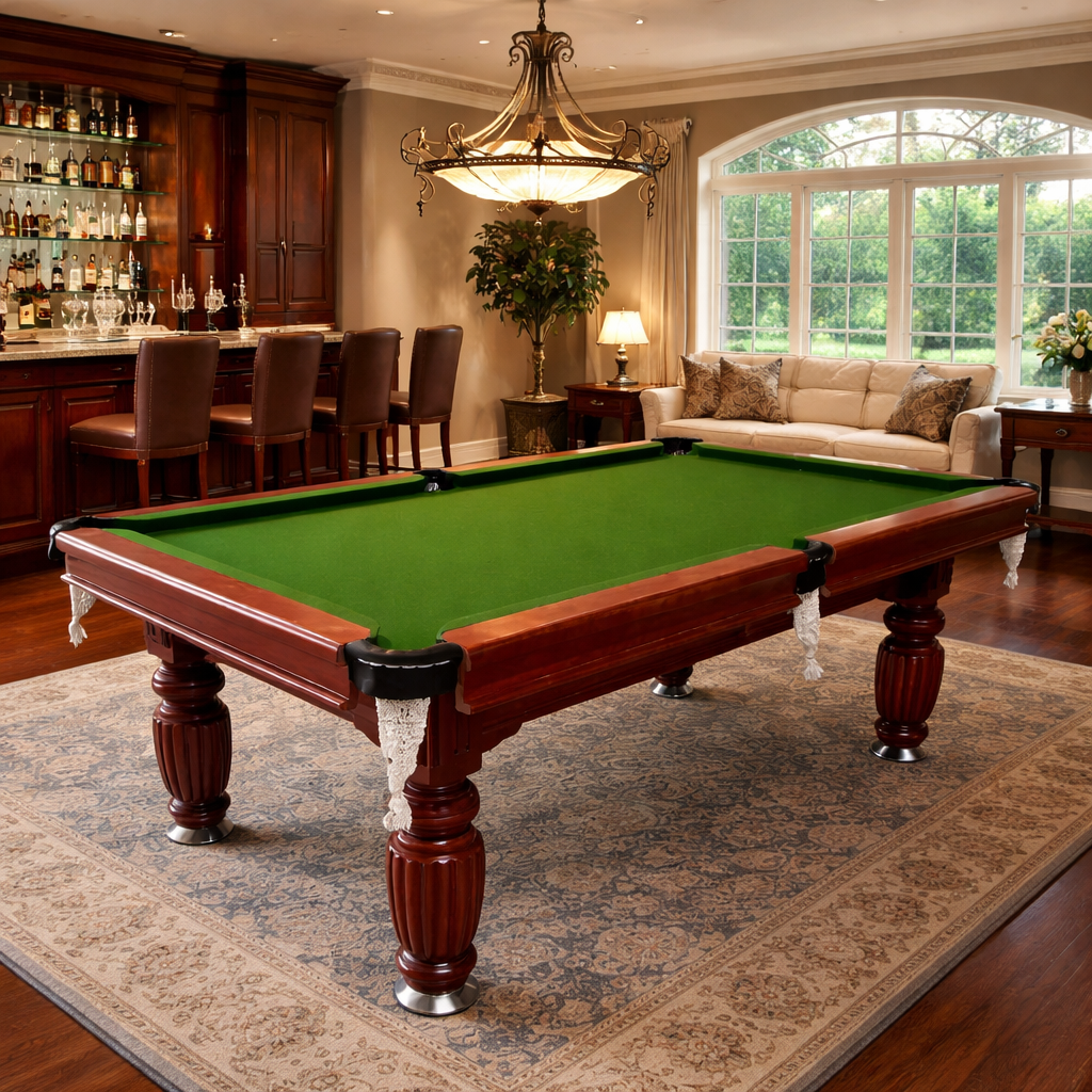 Livara Slate Pool Table - Game Room, Walnut Wood & Steel, 150kg Capacity