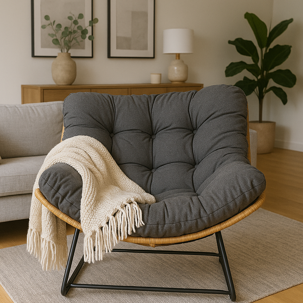 Livara Rocking PE Rattan Chair - Modern Living Room, Steel Frame