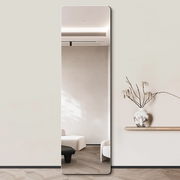 Livara Frameless Full-Length Mirror - Bedroom & Hallway, Ultra-Clear Glass, Wood Base