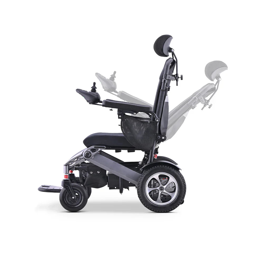 Livara Foldable Aluminium Electric Wheelchair - Compact Travel, Dual 250W Motors, Reclining Backrest
