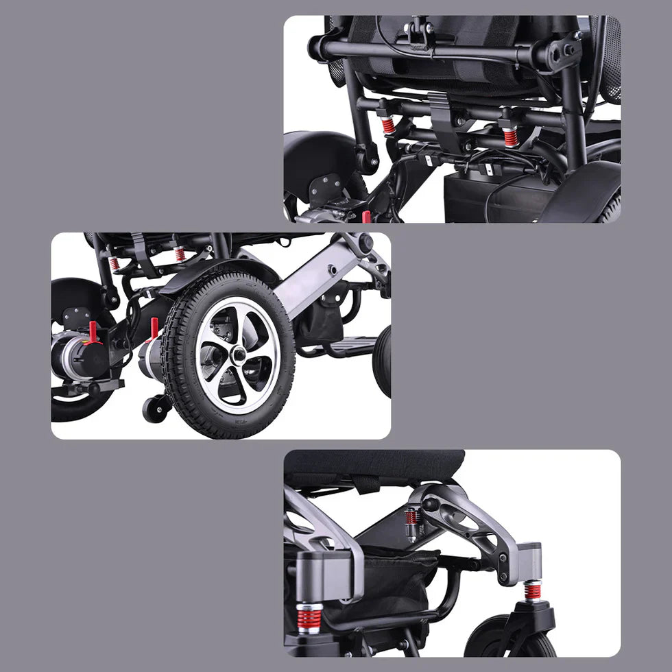 Livara Foldable Aluminium Electric Wheelchair - Compact Travel, Dual 250W Motors, Reclining Backrest