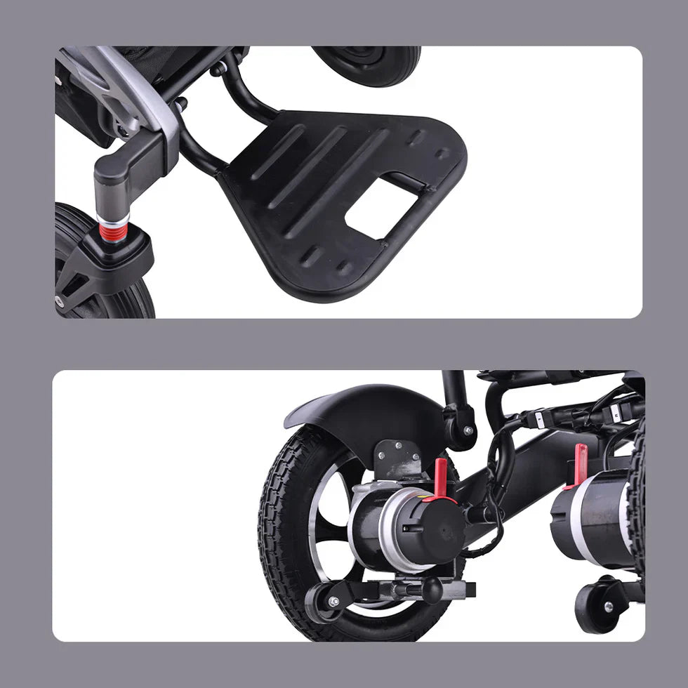 Livara Foldable Aluminium Electric Wheelchair - Compact Travel, Dual 250W Motors, Reclining Backrest