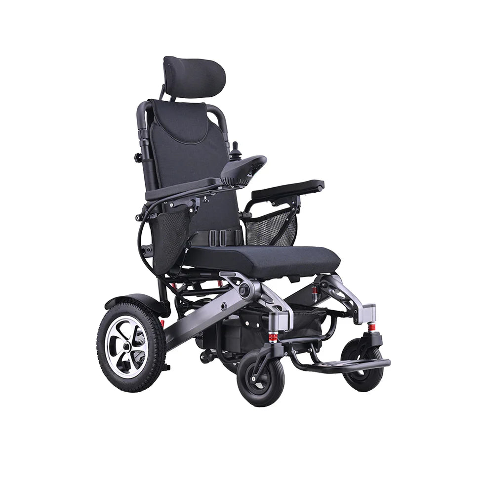 Livara Foldable Aluminium Electric Wheelchair - Compact Travel, Dual 250W Motors, Reclining Backrest