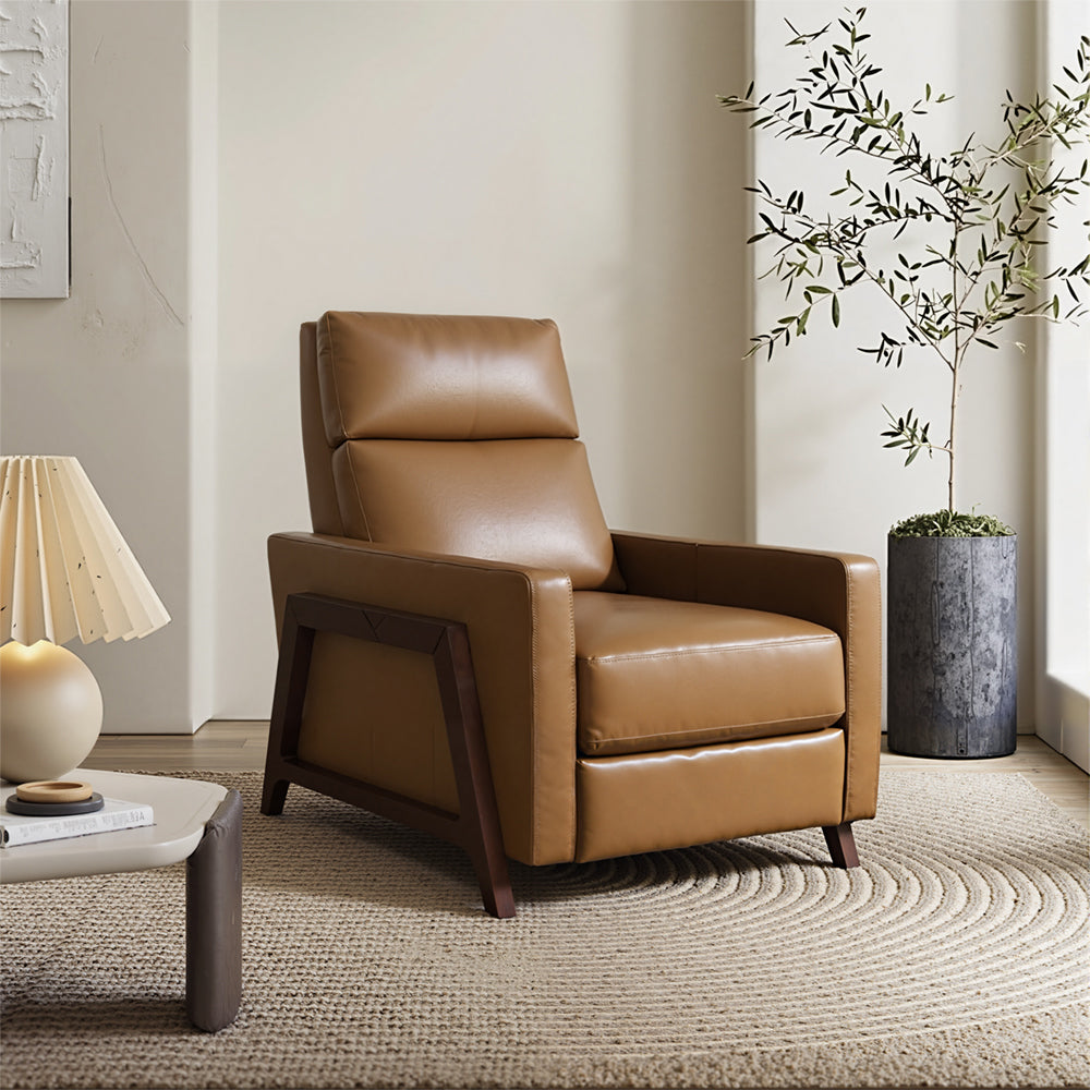 Livara Wood-Frame Recliner - Modern Living Room, Pocket-Coil Seat
