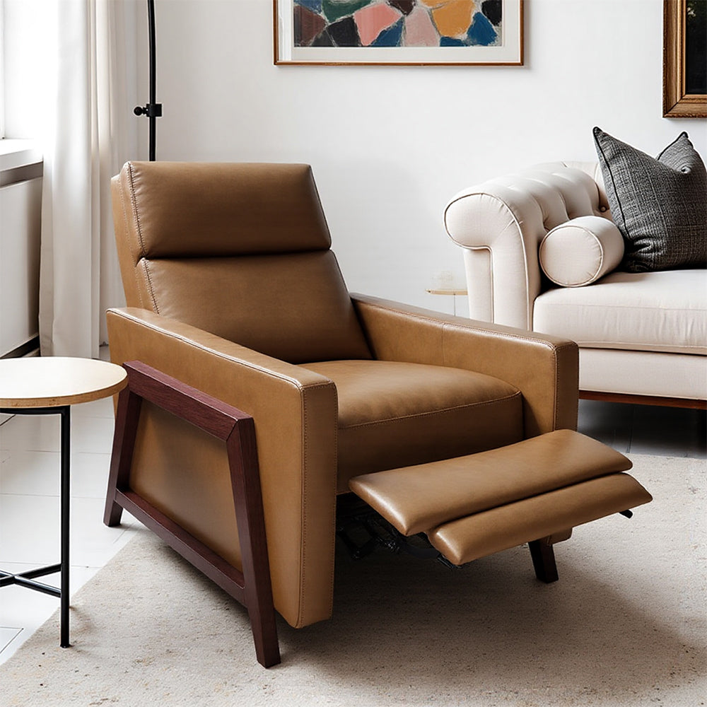Livara Wood-Frame Recliner - Modern Living Room, Pocket-Coil Seat