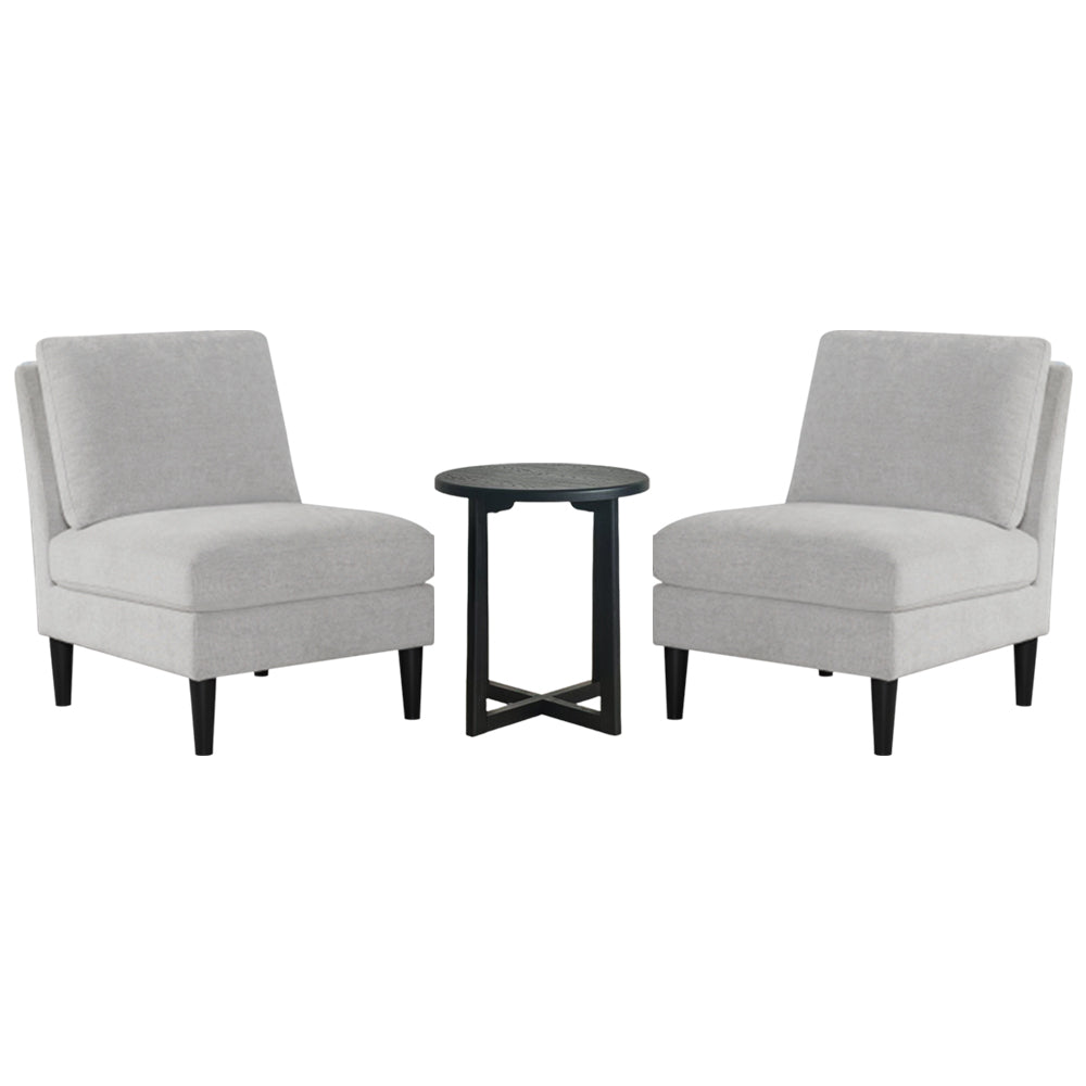 Livara Classic Lounge Set - Modern Living Room, Two Chairs, Round Table