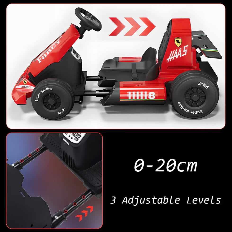 Livara Adjustable 12V 7Ah Electric Go-Kart - Backyard Fun, Dual Speed, 100kg Capacity