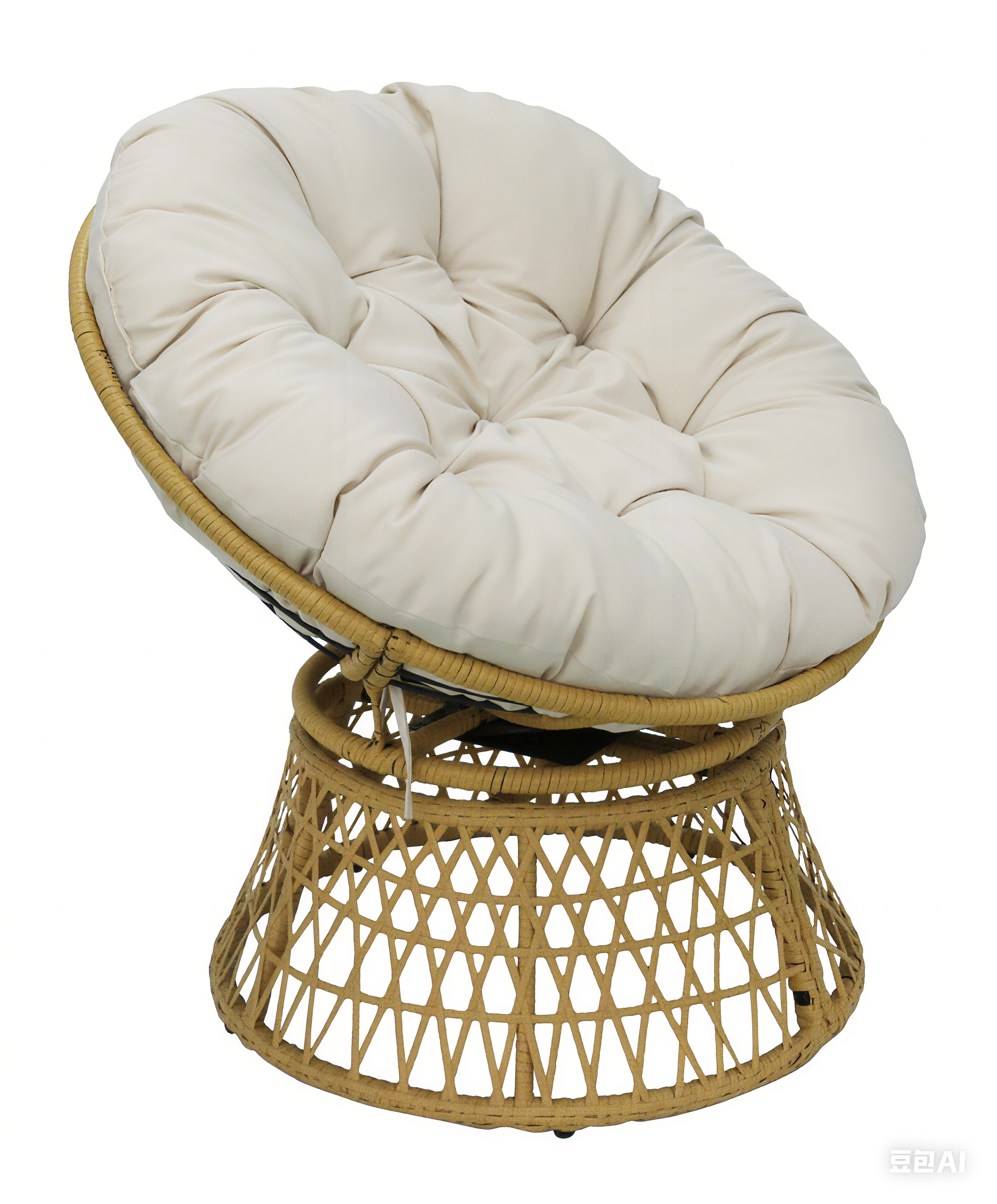 Livara PE Rattan Papasan Chair - Modern Living Room, Steel Frame, Thick Cushion
