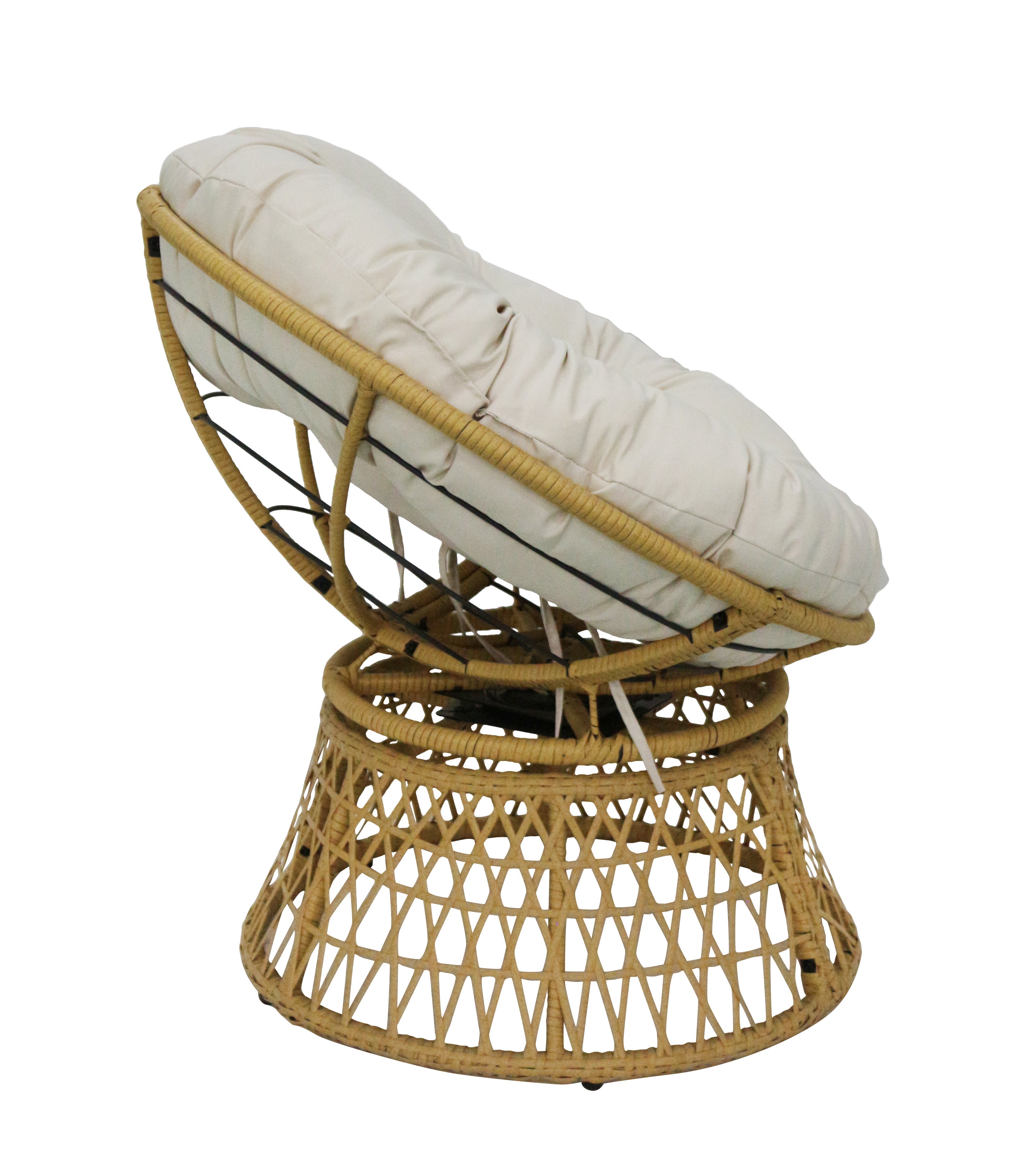 Livara PE Rattan Papasan Chair - Modern Living Room, Steel Frame, Thick Cushion