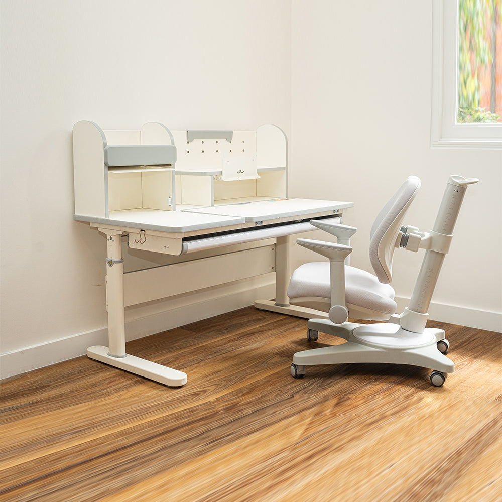 Livara Adjustable Kids Study Desk & Chair Set - Kids 5-12, Tiltable Desktop, Lumbar Support