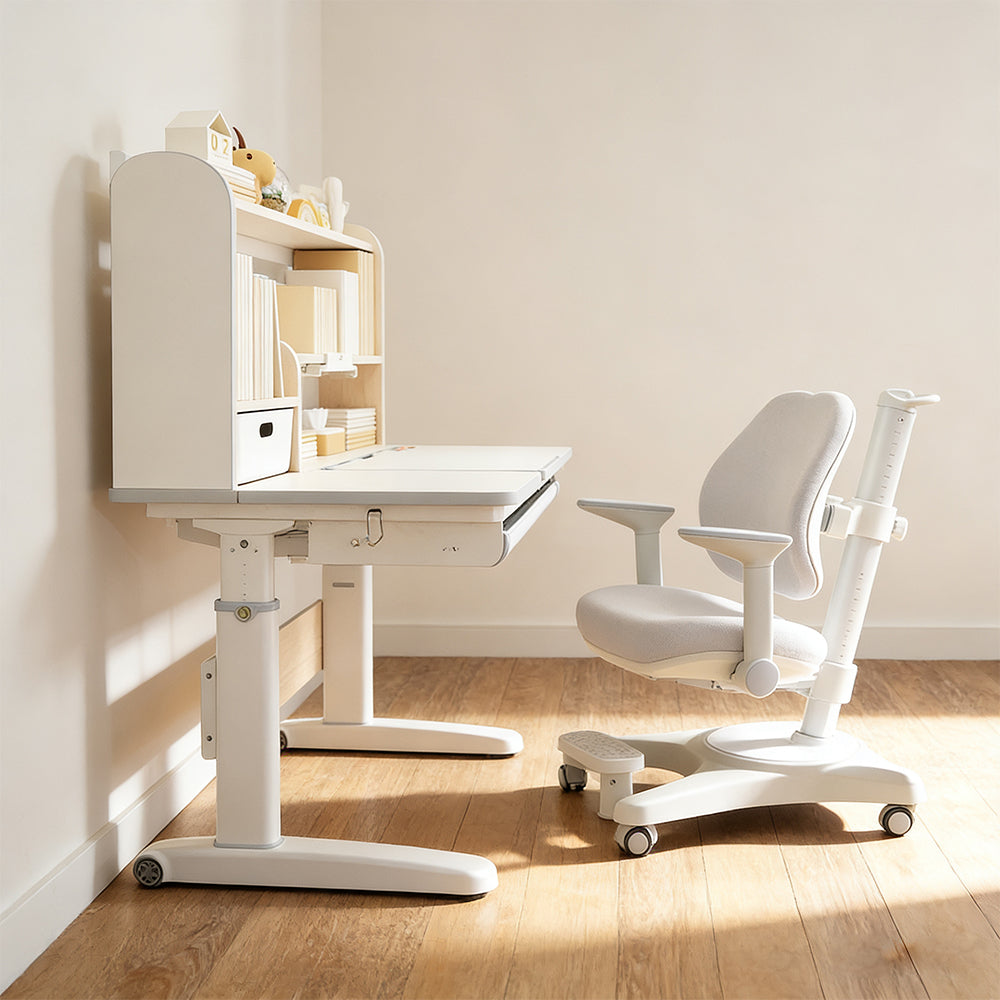 Livara Adjustable Kids Study Desk & Chair Set - Kids 5-12, Tiltable Desktop, Lumbar Support