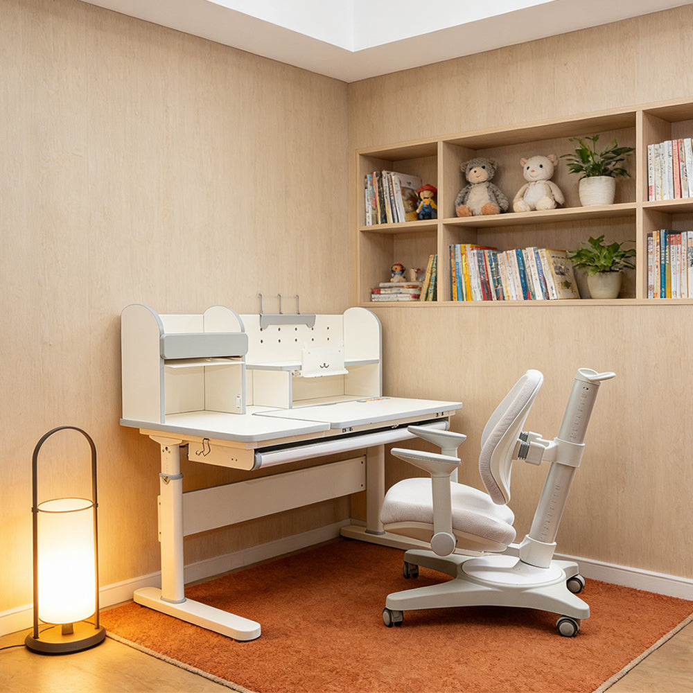 Livara Adjustable Kids Study Desk & Chair Set - Kids 5-12, Tiltable Desktop, Lumbar Support