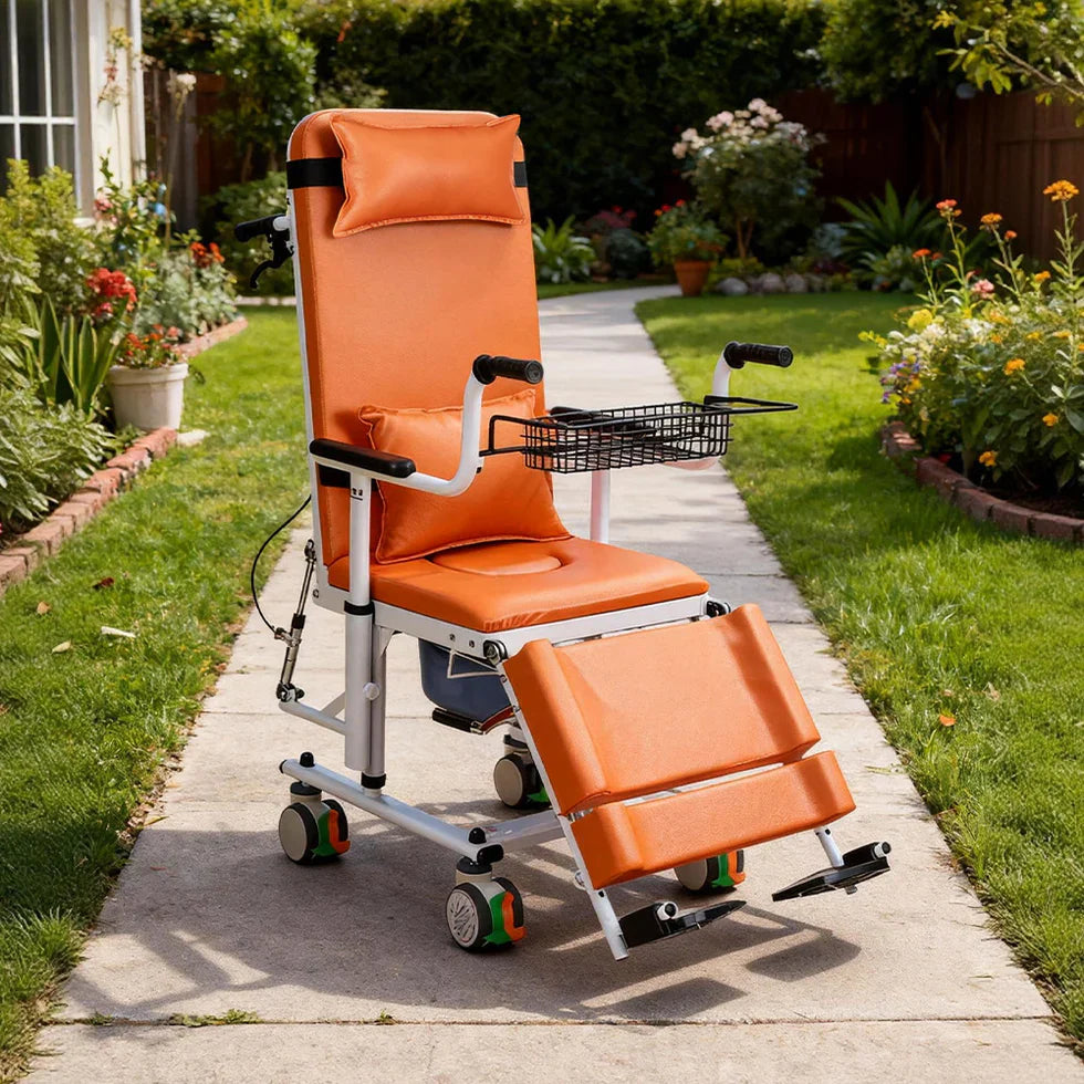 Livara Adjustable Hydraulic Transfer Chair - Home Care, Reclining Backrest, Detachable Armrests