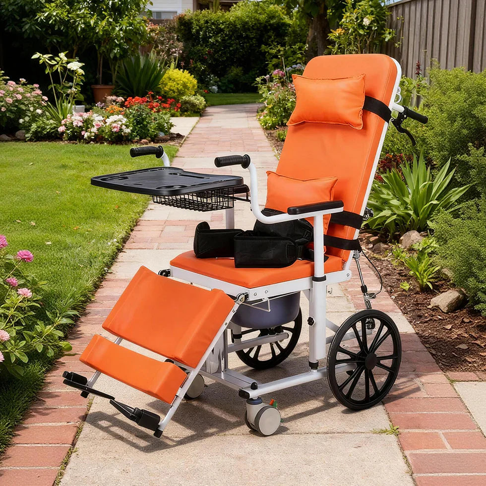 Livara Adjustable Hydraulic Transfer Chair - Home Care, Reclining Backrest, Detachable Armrests